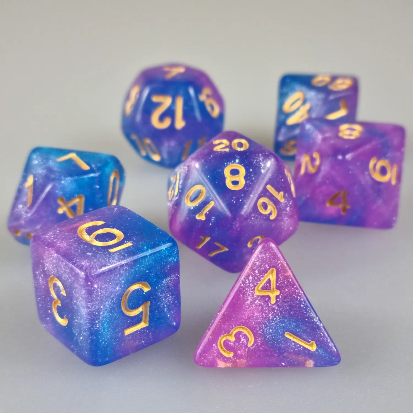 Pink & Blue Cosmos Dungeons & Dragons Dice Set DiceBag.co.uk
