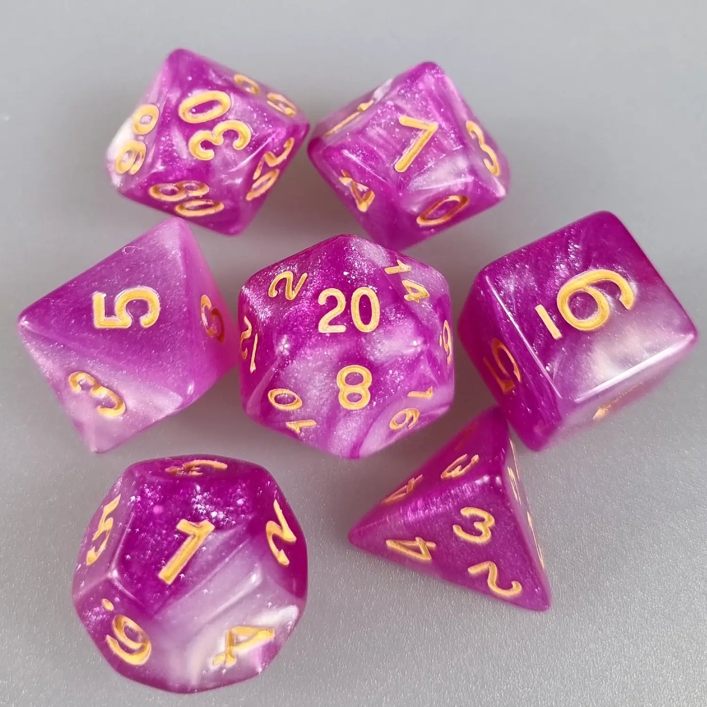 Pink & White Cosmos Dungeons & Dragons Dice Set DiceBag.co.uk